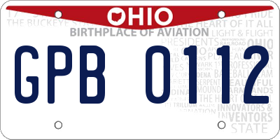 OH license plate GPB0112