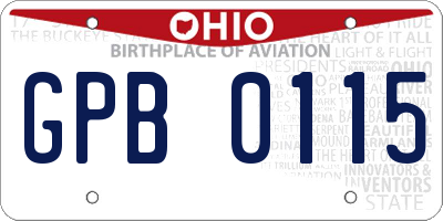 OH license plate GPB0115