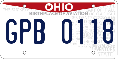 OH license plate GPB0118