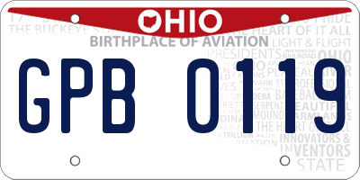 OH license plate GPB0119