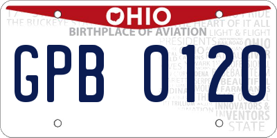 OH license plate GPB0120