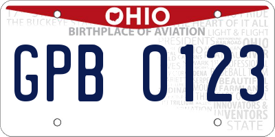 OH license plate GPB0123