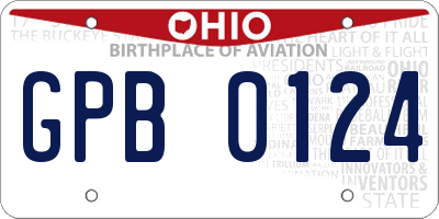 OH license plate GPB0124
