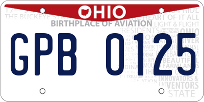 OH license plate GPB0125