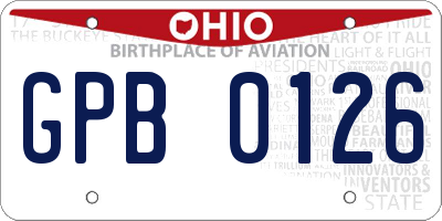 OH license plate GPB0126