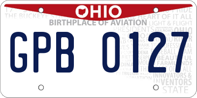 OH license plate GPB0127