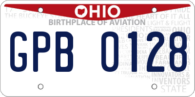 OH license plate GPB0128