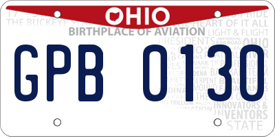 OH license plate GPB0130