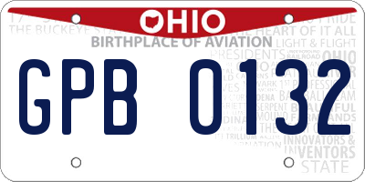 OH license plate GPB0132