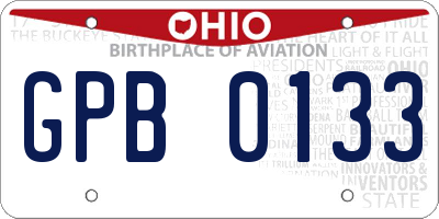 OH license plate GPB0133