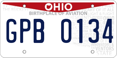 OH license plate GPB0134