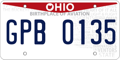 OH license plate GPB0135