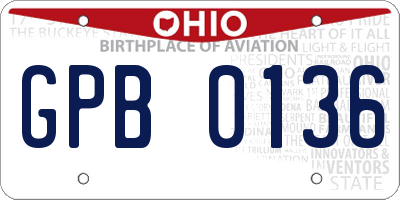 OH license plate GPB0136