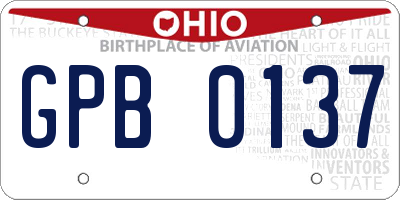 OH license plate GPB0137