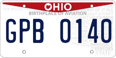 OH license plate GPB0140