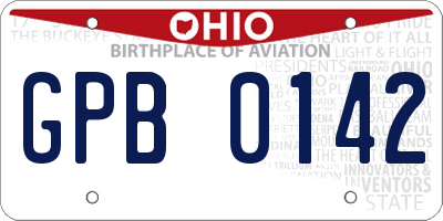 OH license plate GPB0142
