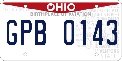 OH license plate GPB0143