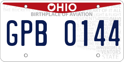 OH license plate GPB0144
