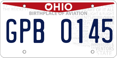 OH license plate GPB0145