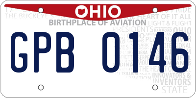 OH license plate GPB0146