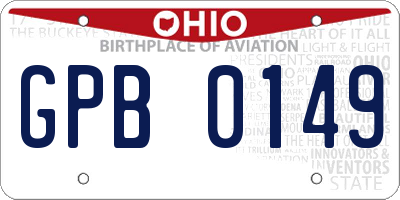 OH license plate GPB0149