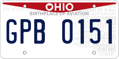 OH license plate GPB0151