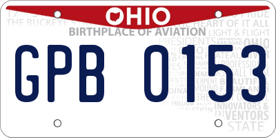 OH license plate GPB0153