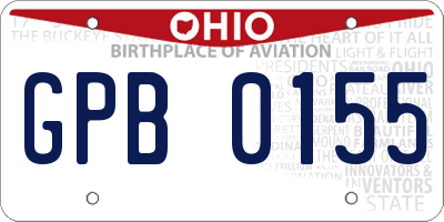 OH license plate GPB0155