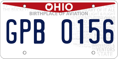 OH license plate GPB0156