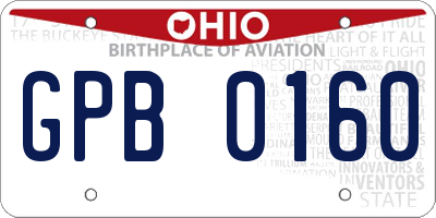 OH license plate GPB0160