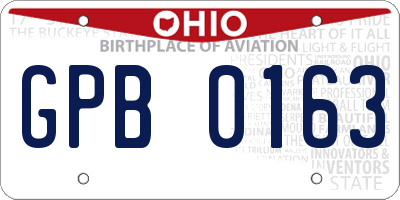 OH license plate GPB0163