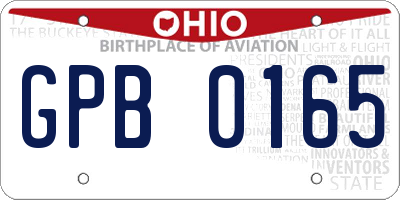 OH license plate GPB0165