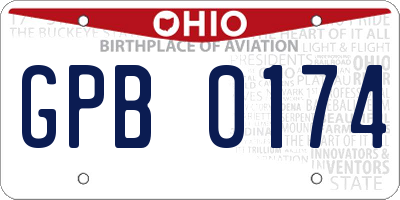 OH license plate GPB0174