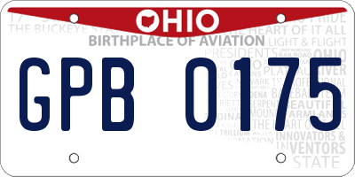 OH license plate GPB0175