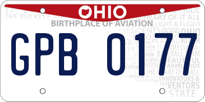 OH license plate GPB0177