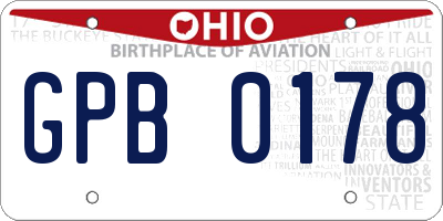 OH license plate GPB0178