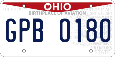 OH license plate GPB0180
