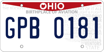 OH license plate GPB0181