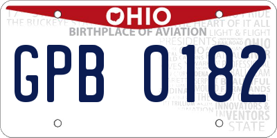 OH license plate GPB0182