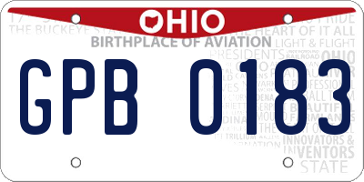 OH license plate GPB0183