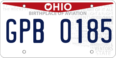 OH license plate GPB0185