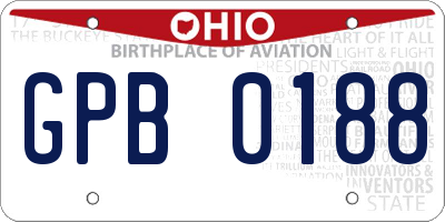 OH license plate GPB0188