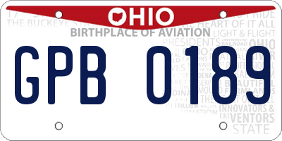 OH license plate GPB0189