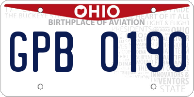 OH license plate GPB0190