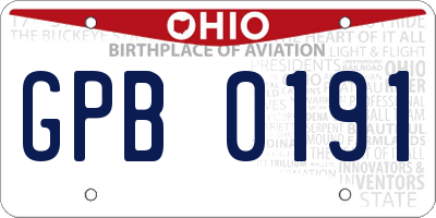 OH license plate GPB0191