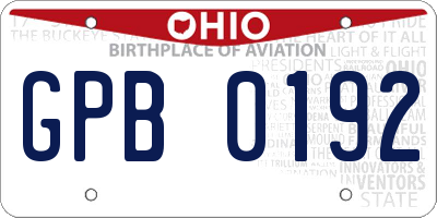 OH license plate GPB0192