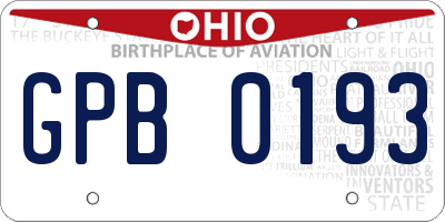 OH license plate GPB0193