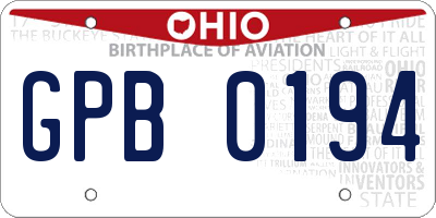 OH license plate GPB0194