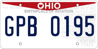 OH license plate GPB0195