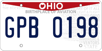 OH license plate GPB0198